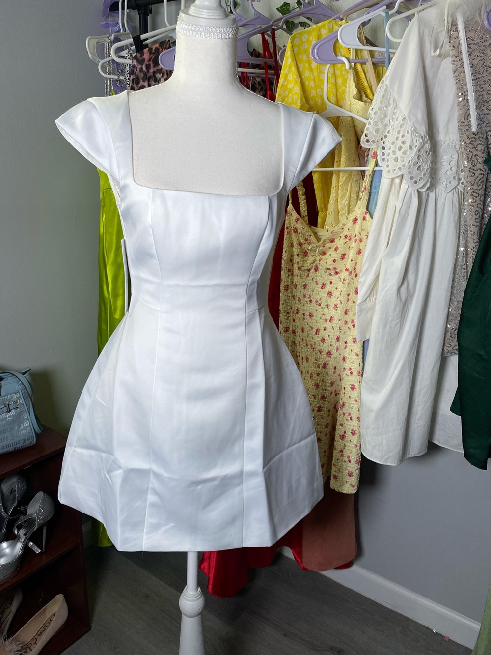 Princess Polly White Square-Neck Mini Dress